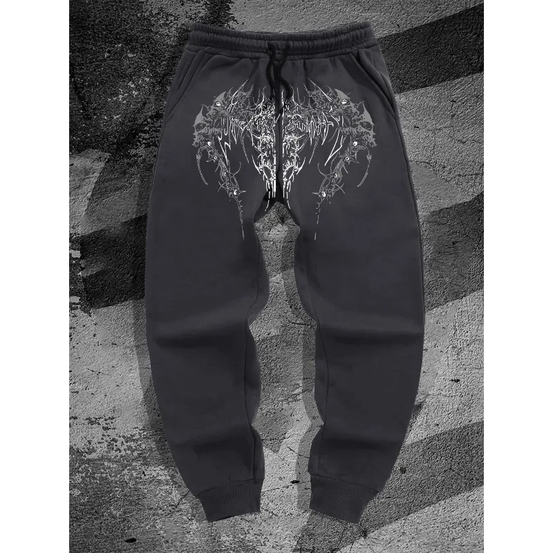 Dark Gothic Style Men's Casual Sports Jogging Pants, Loose Sports Casual Pants, Autumn and Winter New Collection, Unisex