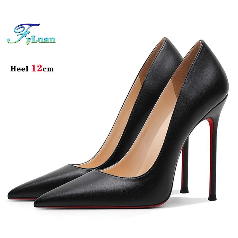 新しい黒の高級女性ハイヒールの靴 6 センチメートル 8 センチメートル 10 センチメートル 12 センチメートル薄いかかとの尖ったつま先パテントレザーの結婚式の靴プロフェッショナルパンプス