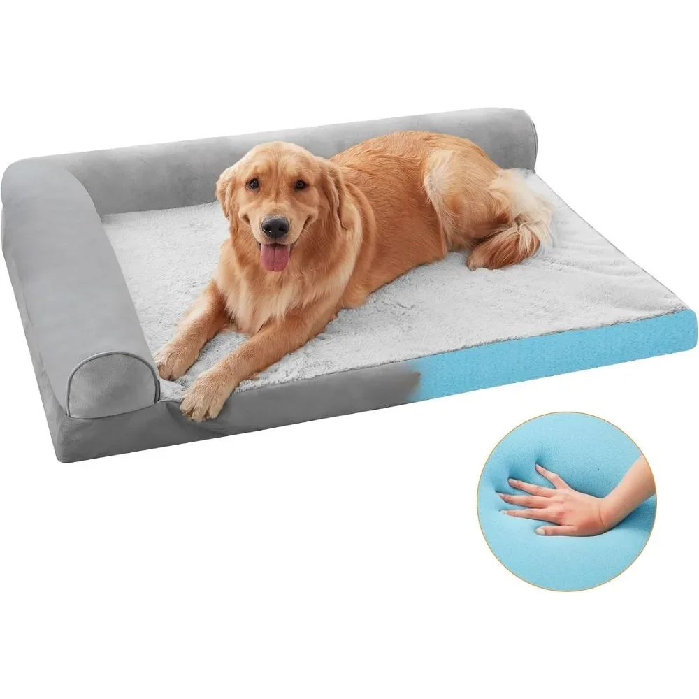 

39"x28"x9" Dog Bed with Washable Cover, Nonskid Bottom, for Dogs Up To 95lbs, L Shaped Waterproof Pet Couch, Memory Foam Dog Bed