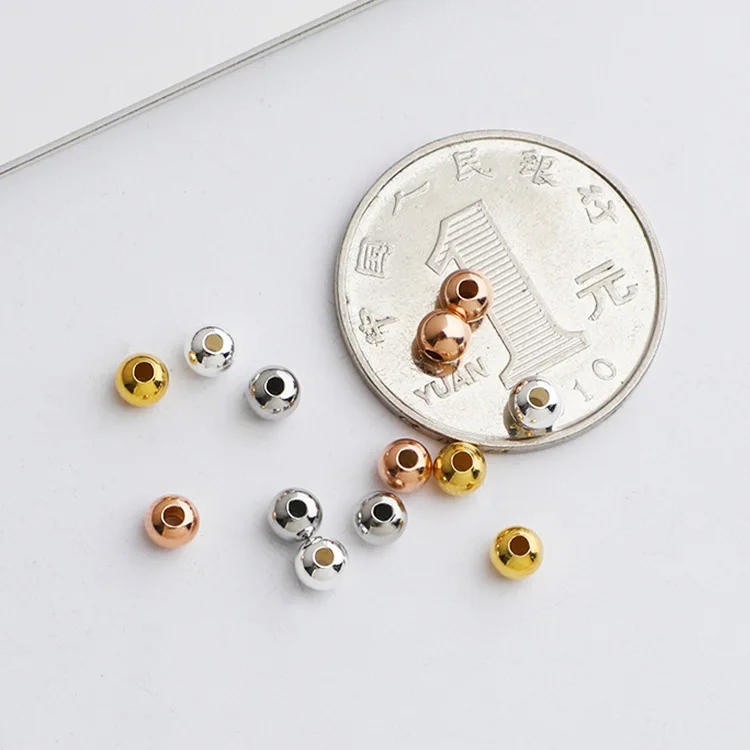 10pcs/Lot 925 Sterling Silver Round Loose Beads 2/2.5/3/4/4.5/5mm 4 Colors Jewelry Silver Ball Bead Spacer DIY Jewelry Materials