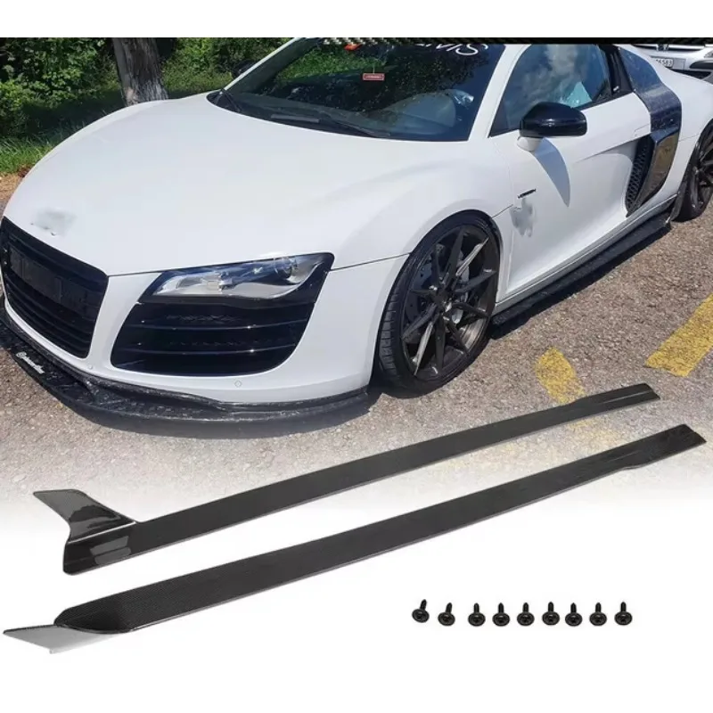 For Audi R8 V8 V10 2Door 2008-2015 Real Carbon Side Skirts Extensions Lip