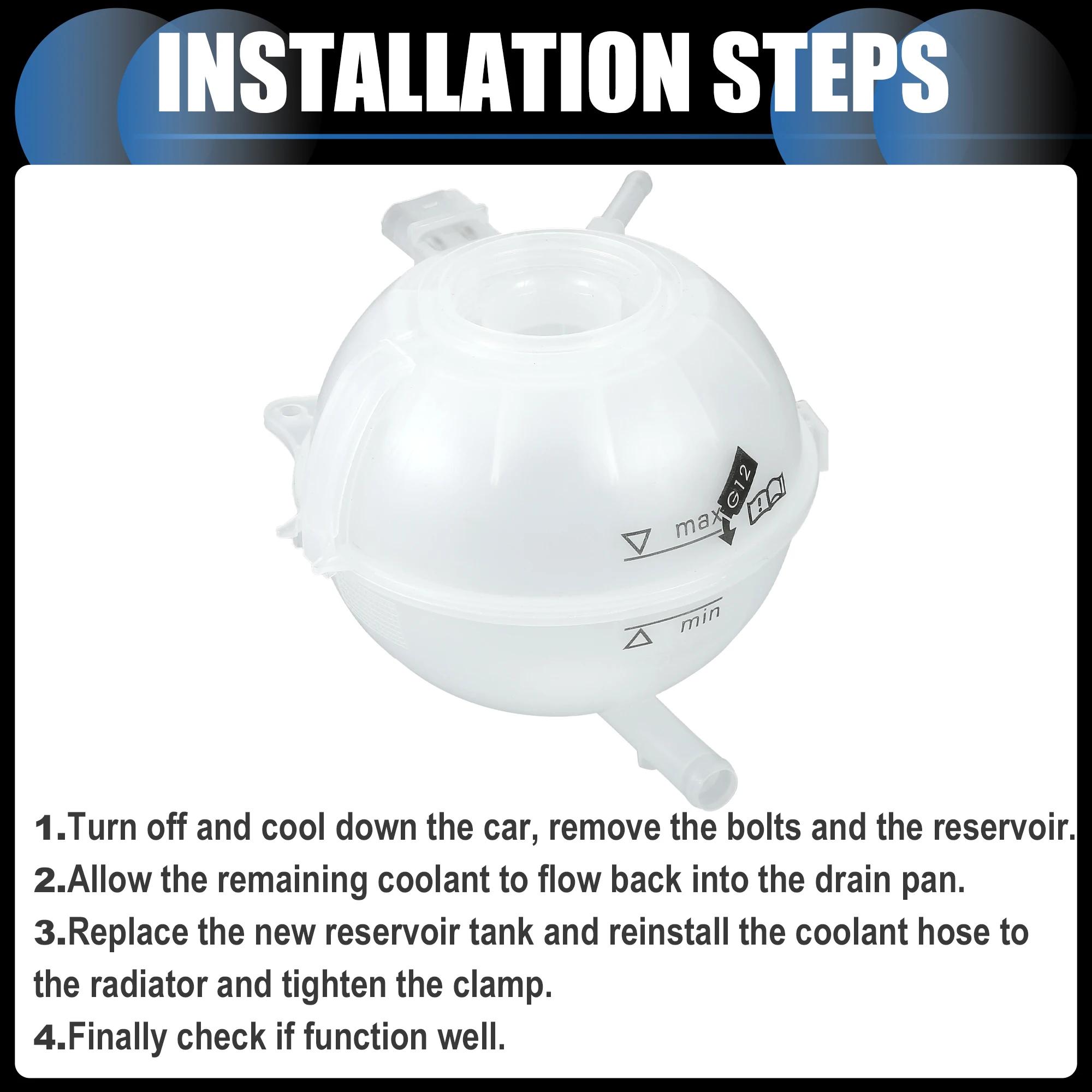 خزان توسيع المياه لخزان سائل التبريد UXCELL، توسيع مبرد المحرك مع مستشعر رقم 6Q0121407 لسكودا فابيا 01-08 أبيض، قطعة واحدة