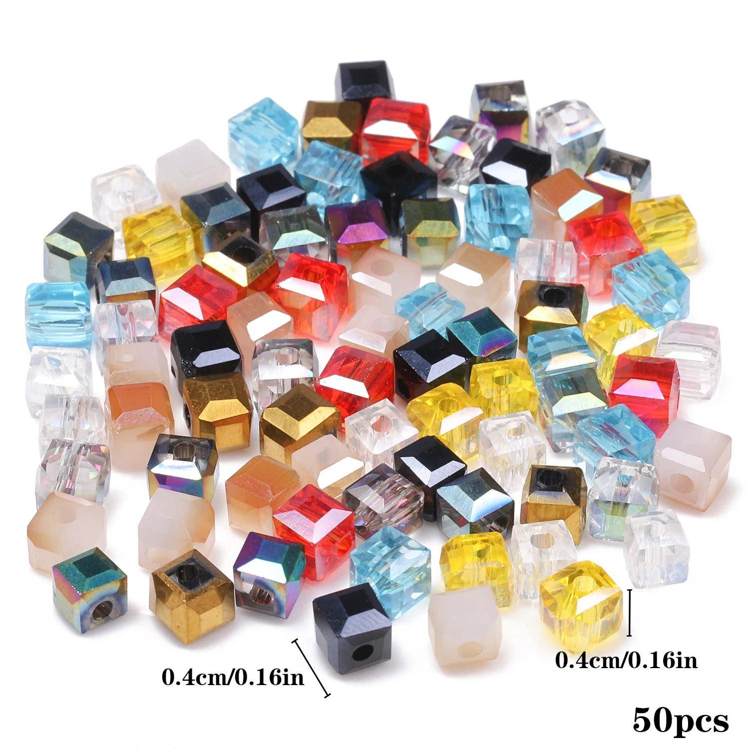 50pcs 4mm AB Color Square Crystal Beads Faceted Cube Loose Spacer Bead For Jewelry Making Bracelet Necklaces Wholesale