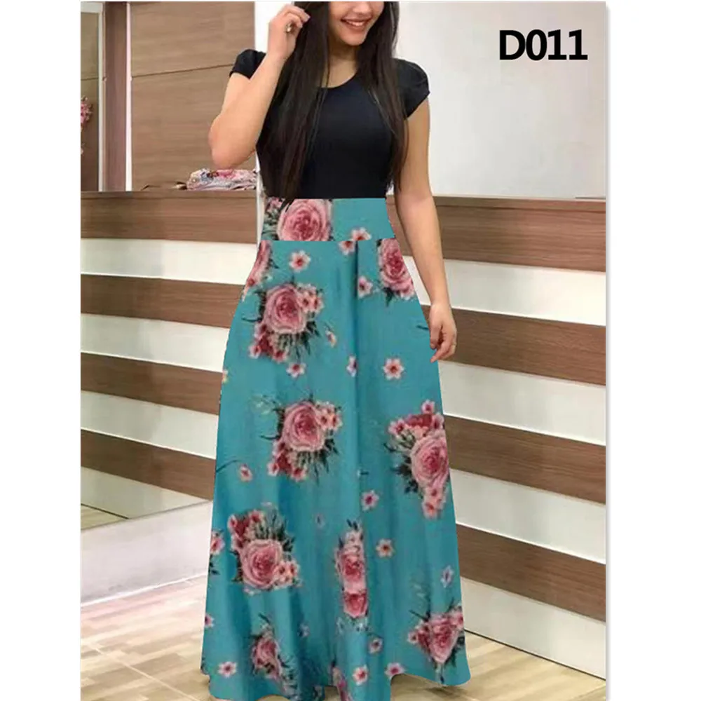 Vintage Clothes Roupas Feminina Vestido Summer Women's Floral Slim Fit Short Sleeved O-Neck Maxi Dress Is Fashion Long Dresses