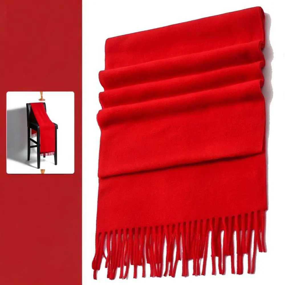 Soft Red Scarf Custom Logo Shawl Warm Wrap For Annual Party Corporate Event Opening Ceremony Business Gift