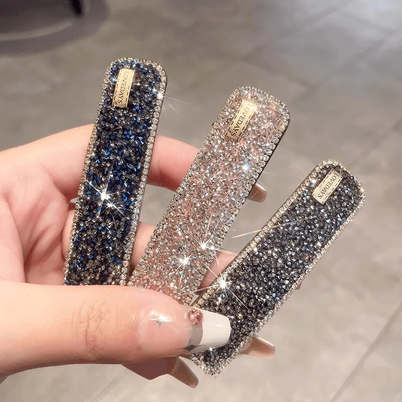 1PC Korean Rhinestone Hairpin Female Side Bangs Broken Hair Bb Clip Headdress Online Celebrity New High-end Clip.