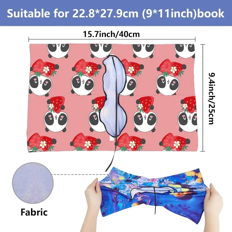 1pc Panda Stretchable Book Cover Strawberry Pink Washable Reusable Large Nylon Book Protector 9.4x15.7 Inch Elastic Notebook