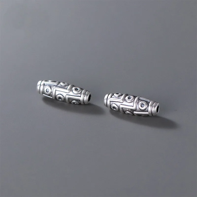 1pc/lot 999 Pure Silver Tibetan Style Oval Loose Beads 21.5x7.5mm Olive Shape 999 Silver Beads Spacers DIY Jewelry Accessories