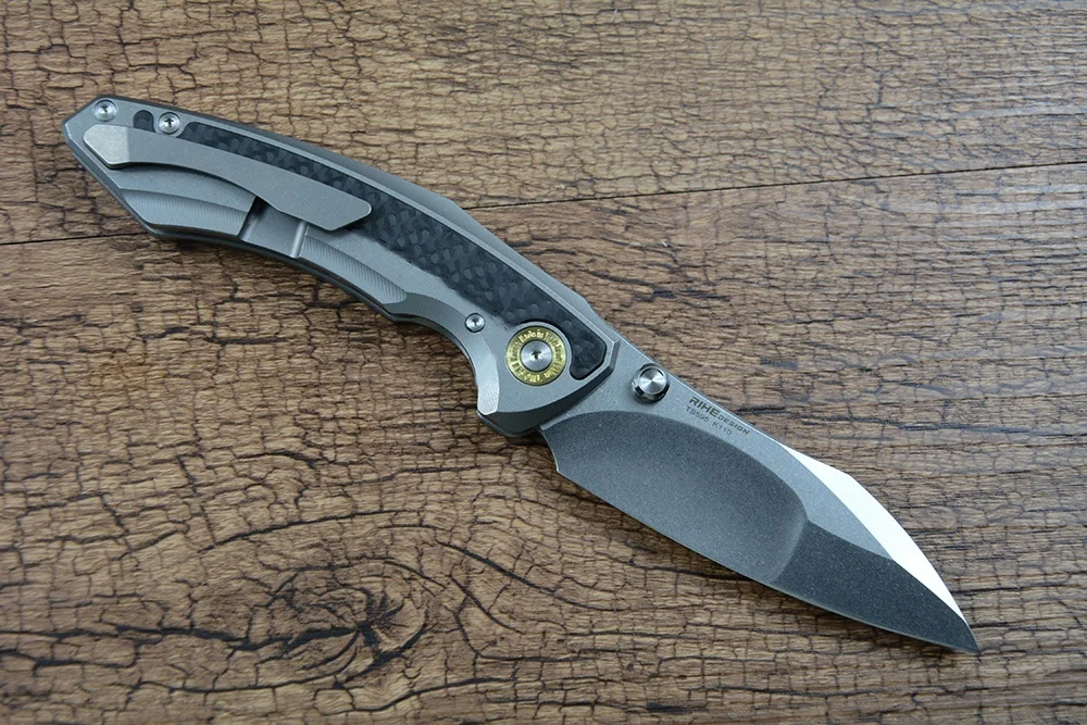 TWOSUN Folding Pocket Knife K110 Blade Ceramic Ball Bearing  Carbon Fiber Titanium Handle For Outdoor Hunting TS595