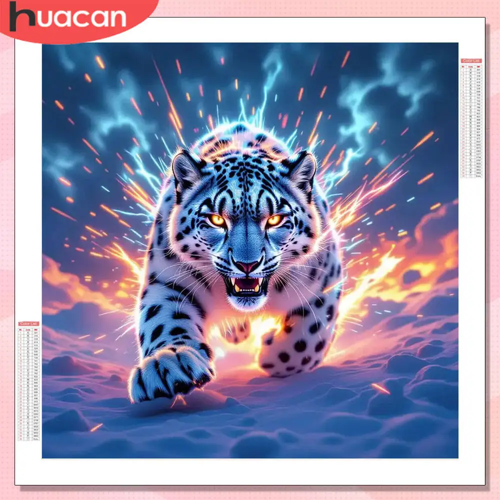 

HUACAN Diamond Painting Leopard Animal Full Kits Wall Decor Mosaic Embroidery Aurora Rhinestones
