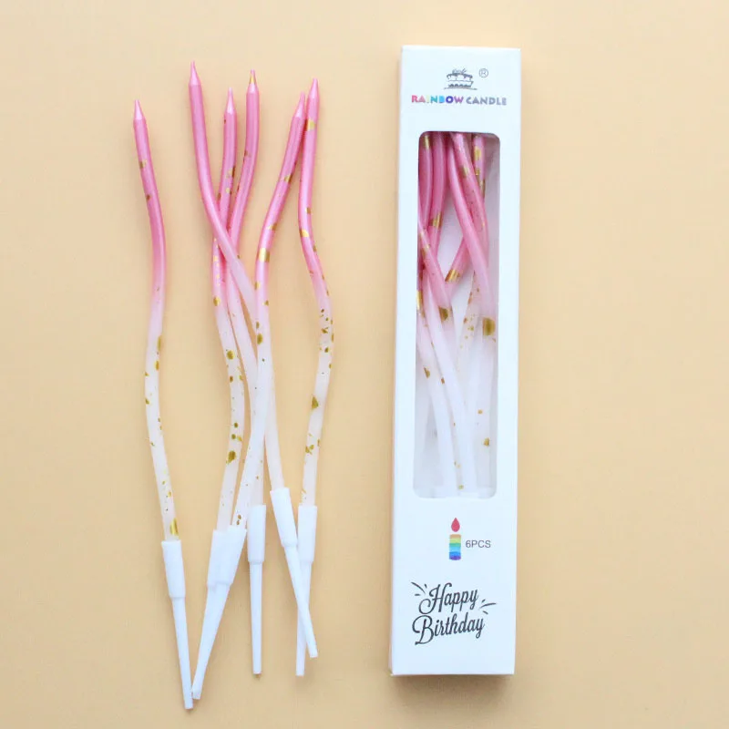 6 Pcs Colored Magic Long Candles Children's Birthday Candles Decorative Wedding Party Supplies Christmas Decorations Candles