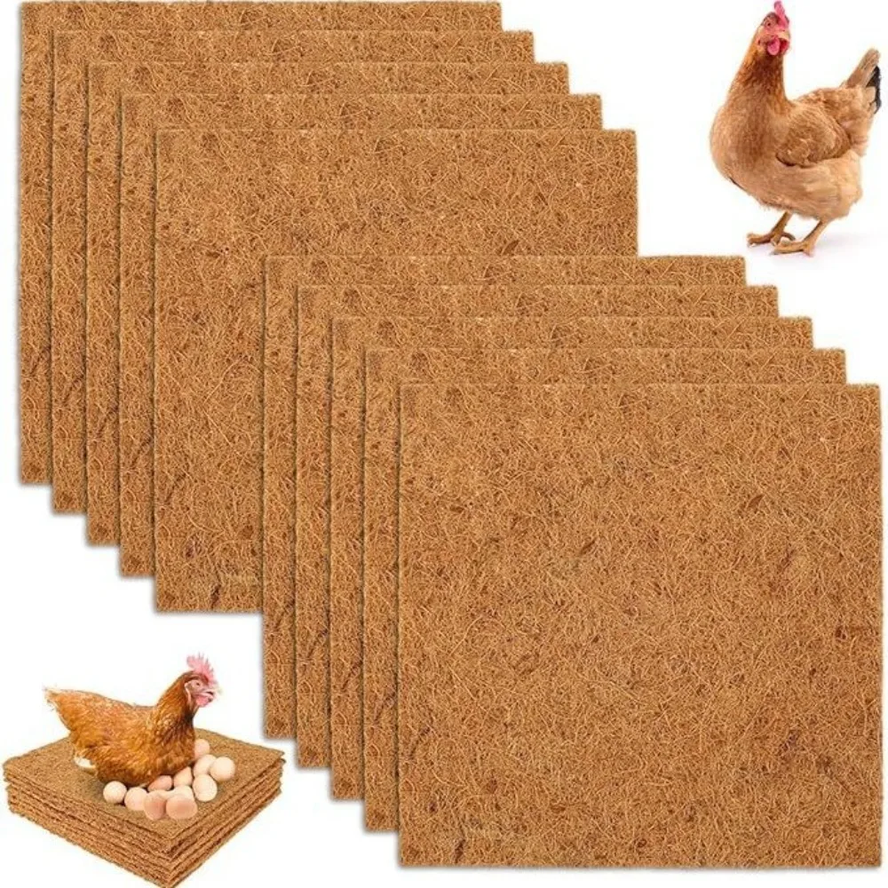 6Pcs Practical Coconut Coir Chicken Hatch Pads Freeze-proof Dry Hens Bedding Mat Reusable Square Reptile Box Mat Lizard