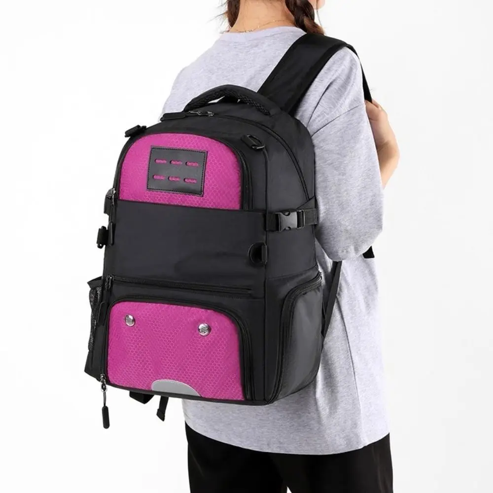 Large Capacity Sports Basketball Backpack with Shoes Bag Detachable Net Soccer Bag Multi Pockets Oxford Fabric