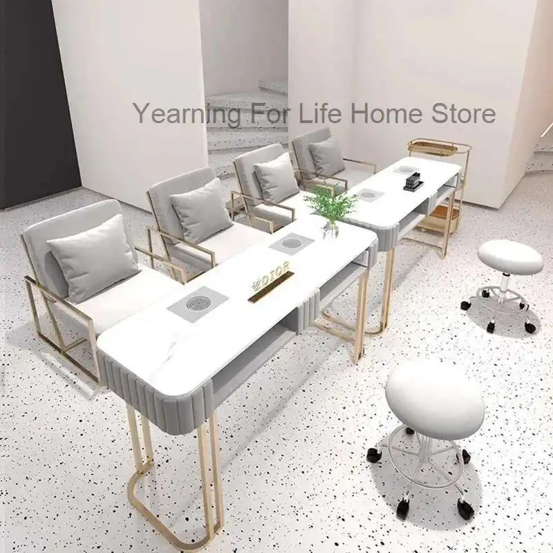 

European Design Nail Desk Workstation Organiser Luxury Nordic Nail Desk Dust Collector Tavolo Manicure Professionale Furniture
