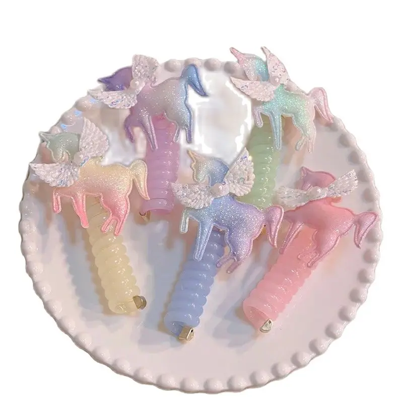 Attaches à cheveux en fil de téléphone pour filles, bandeaux à bobine en spirale, ULà cheveux, queue de cheval, élastiques, accessoires pour cheveux