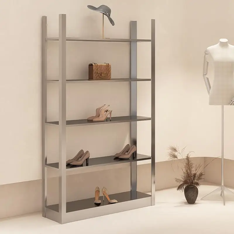 

Stainless steel shoe shelf clothing store bag jewelry ornament display rack shoe store shoe rack display rack floor-to-ceiling