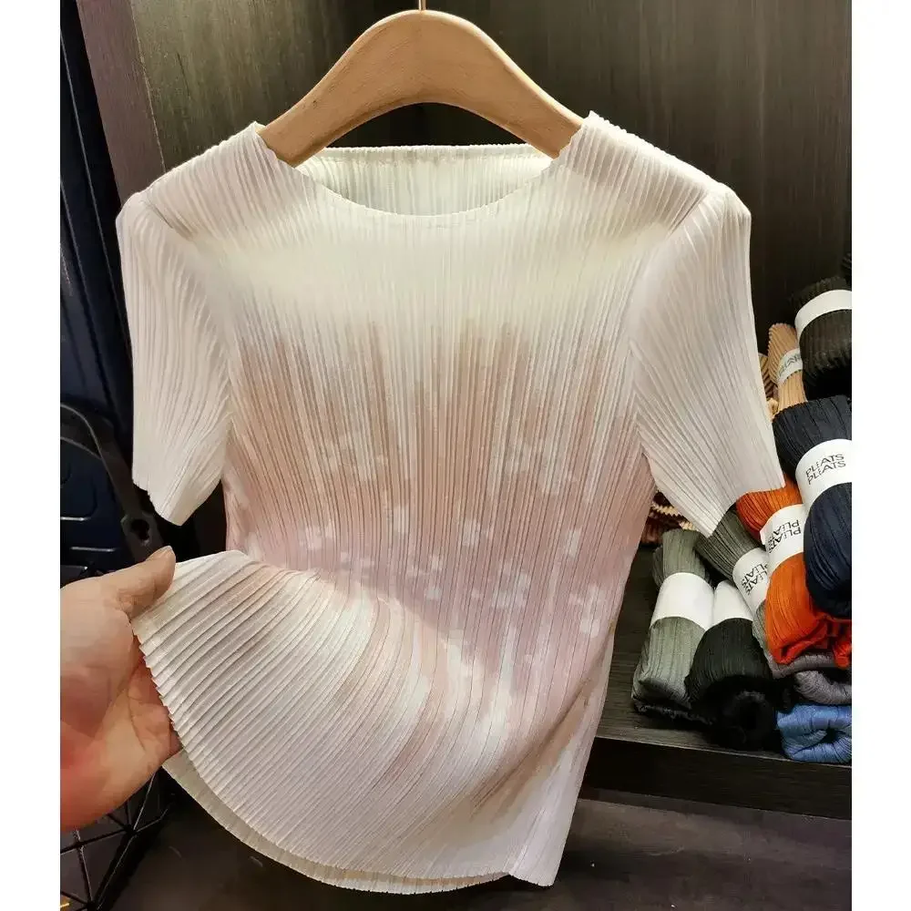 high-end women\'s clothing summer new round neck printed commuting simple  short sleeved T-shirt  crop top women