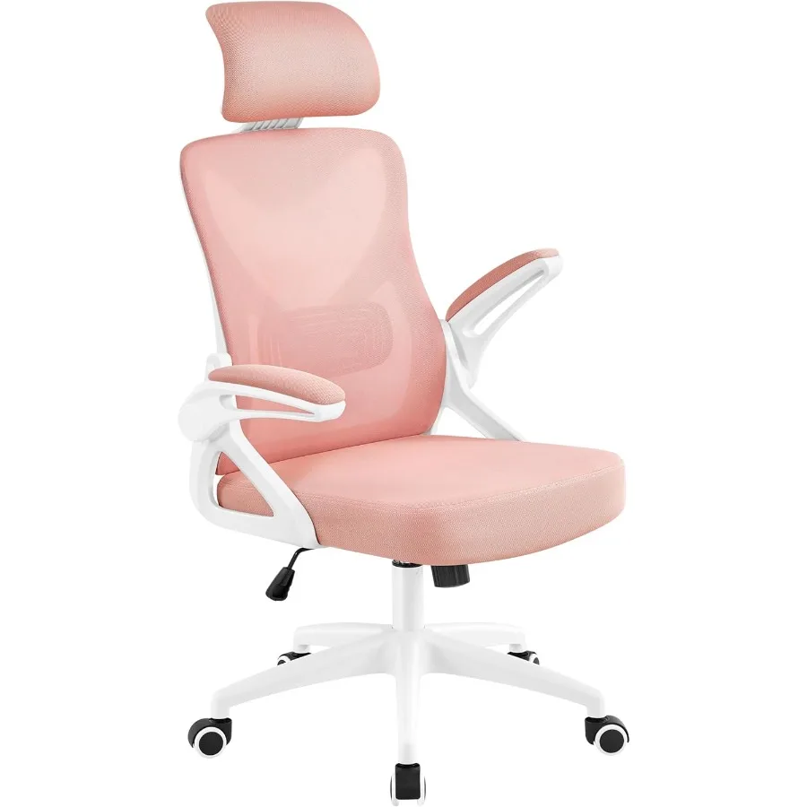 Ergonomic Office Chair High Back Mesh Desk Chair with flipup Armrests Adjustable Headrest Computer Chair with Lumbar Support fo