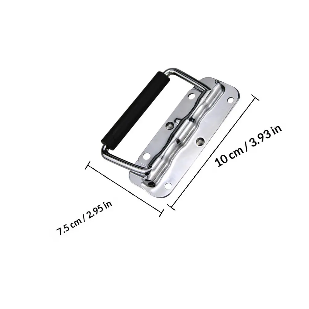 2Pcs Stylish Stainless Steel Spring Loaded Folding Handle Rubber Grip for Door Cabinet Wardrobe Chest Case Furniture Pull