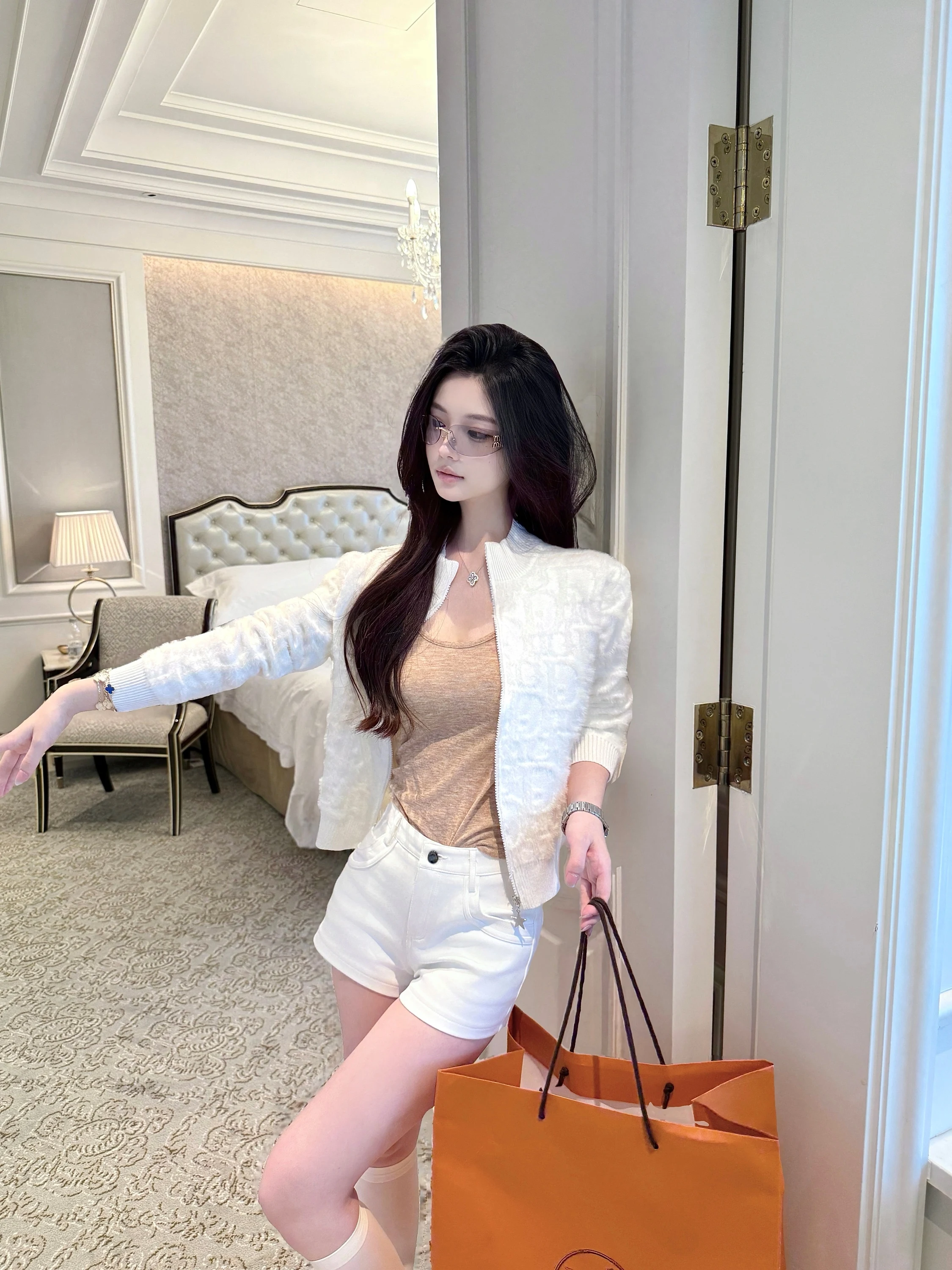 

Qiauuu Silver Casual Knitted Emed Floing Zipper ort Coat for Women Stand Fit Long Sve Stand Collar Outerwear