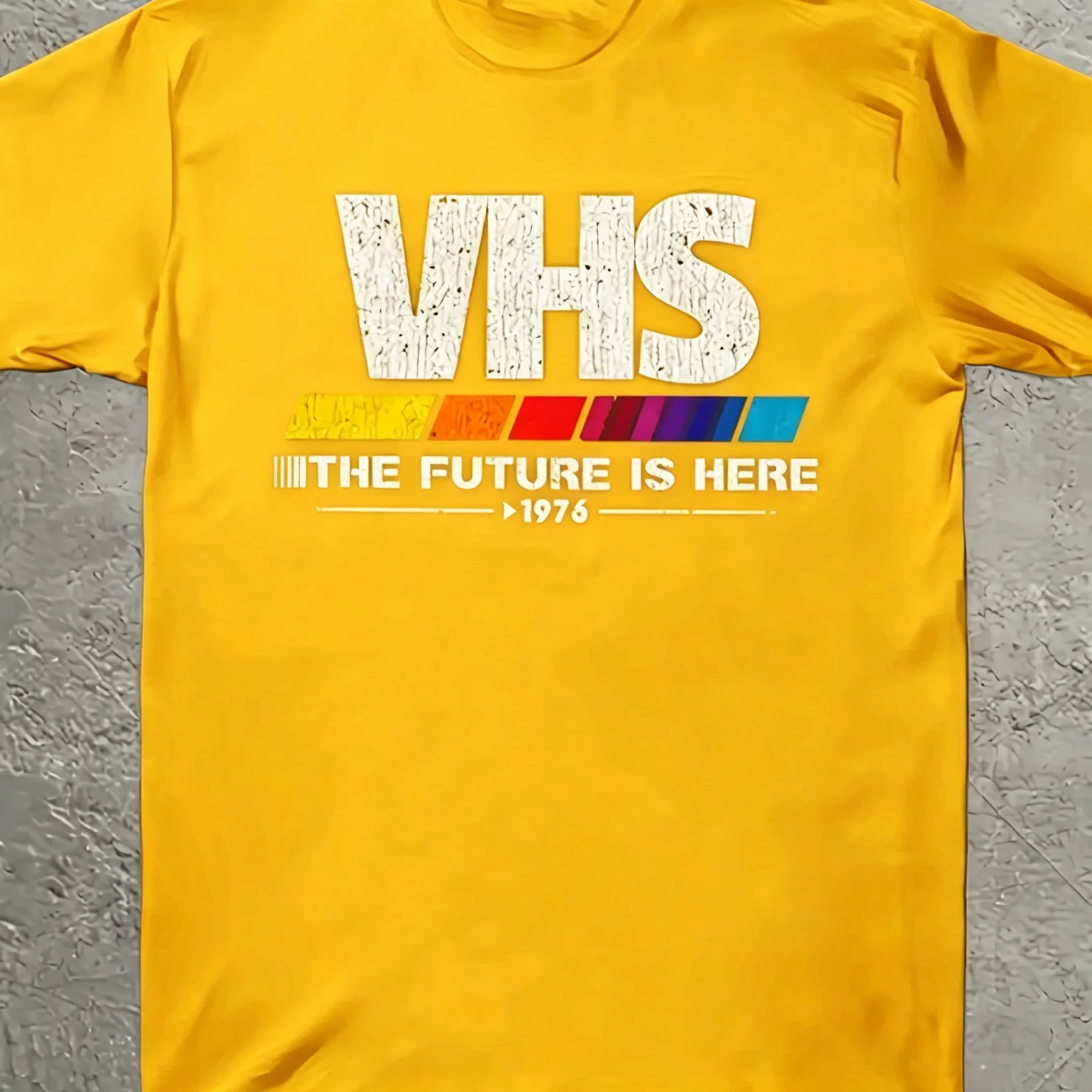 Men Vintage 1975 VHS Graphic‑Print Cotton Tee Elastic Comfort O‑neck Short‑Sleeve Casual Daily Street Shopping T‑Shirt