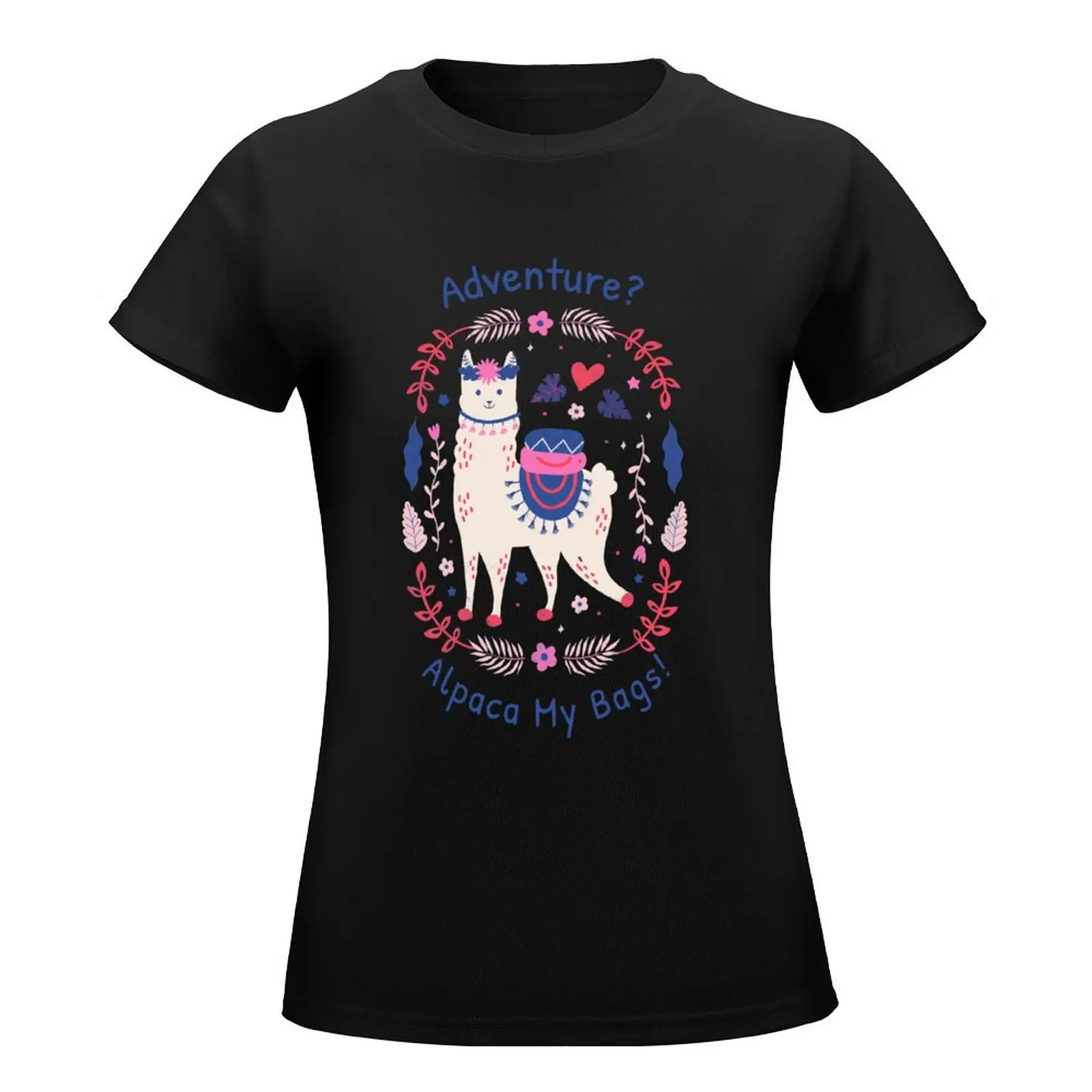 Adventure? Alpaca My Bags! / Cute Animal Design / Colorful Design T-Shirt anime heavyweights T-shirt Women