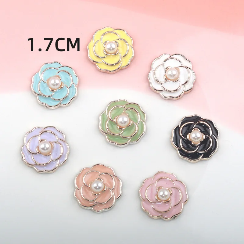 King Dragon Rhinestone Flower Pearl Embellishment Button Flat Back Used On Decoration 17MM 10PCS/Lot DIY Wedding Scrapbook