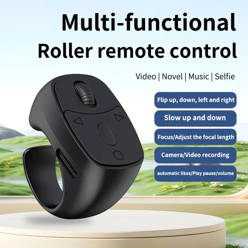 Bluetooth Cell Phone Scrolling Ring Wireless Finger Shutter Remote Control Page Turner Mobile Phone Controller For Travel