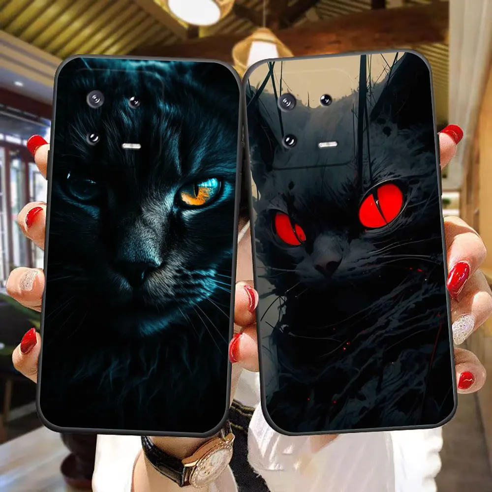 

Black Cat Staring Eye Phone Case For Xiaomi 13 12 12T 11 11T 10T 9 LITE POCO F6 F5 F4 F3 M6 M5 M4 M3 X5 X3 GT Case Funda Shell