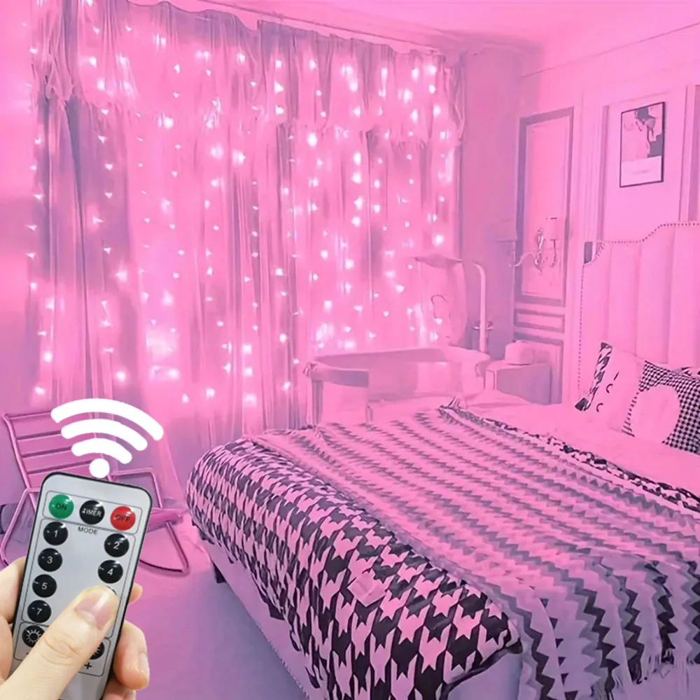 

8 Modes LED Curtain Fairy Light USB Plug Wedding Garland Valentine's Day Ramadan EID Mubarak Decoration for Home Curtain Lights