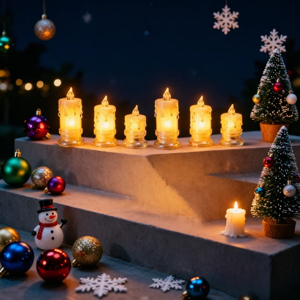 Transparent Tear LED Electronic Candle Light, Used for Halloween Christmas Party Window Sills Dining Tables Bedroom Tabletops
