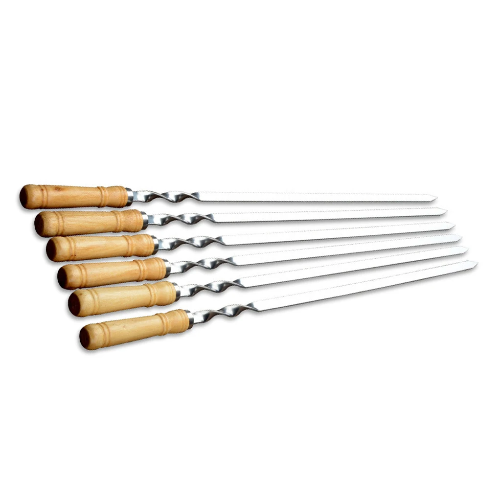 

6 Pieces 21.7 Inch Barbecue Skewers Stainless Steel Grill Needle Outdoor Camping Anti-rust Reusable BBQ Stick for