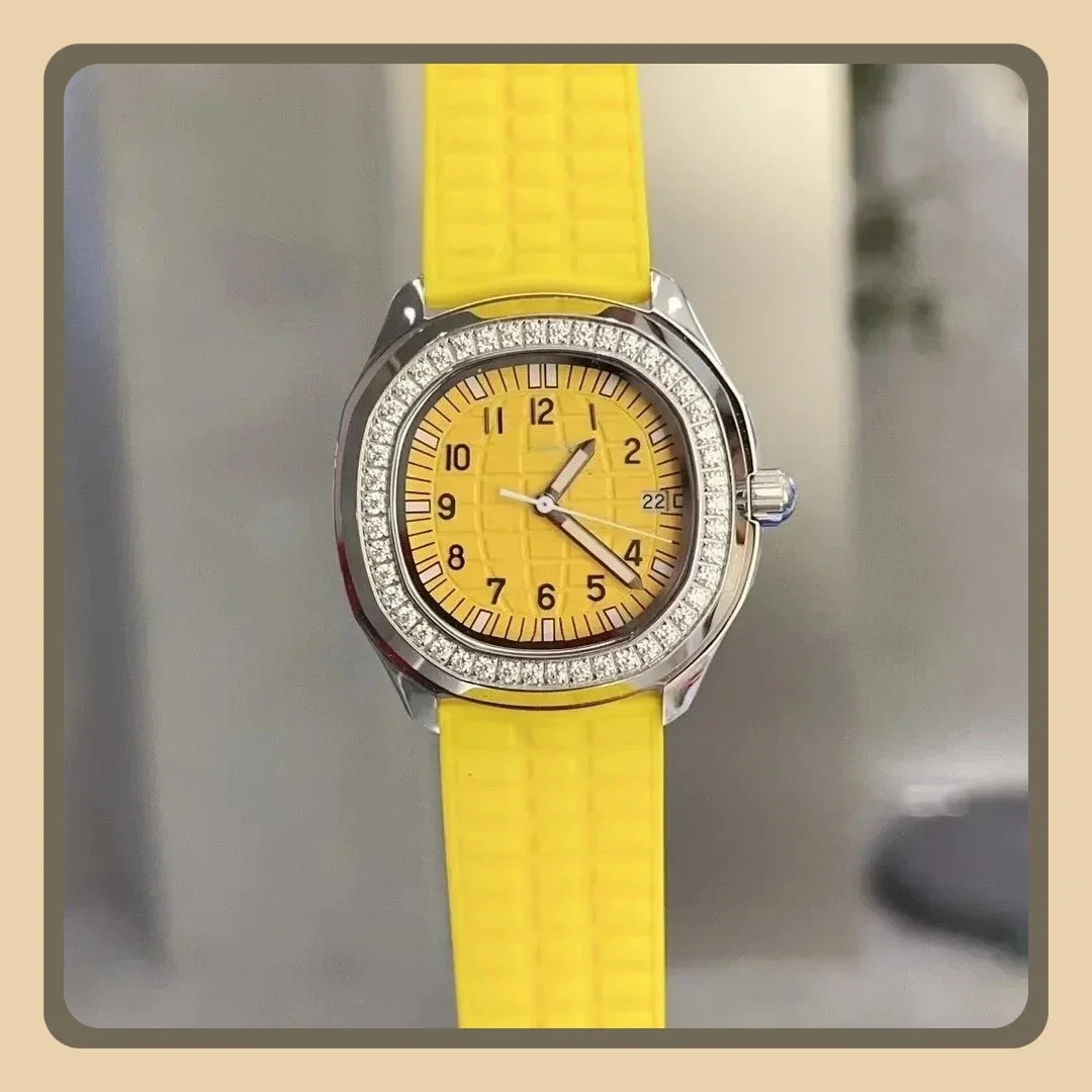 Damen-Quarzuhr, Eiscund, Diamant-Lünette, digitale Ziffern, Digitaluhr, Silikon-Kautschukarmband, Aquanaunt