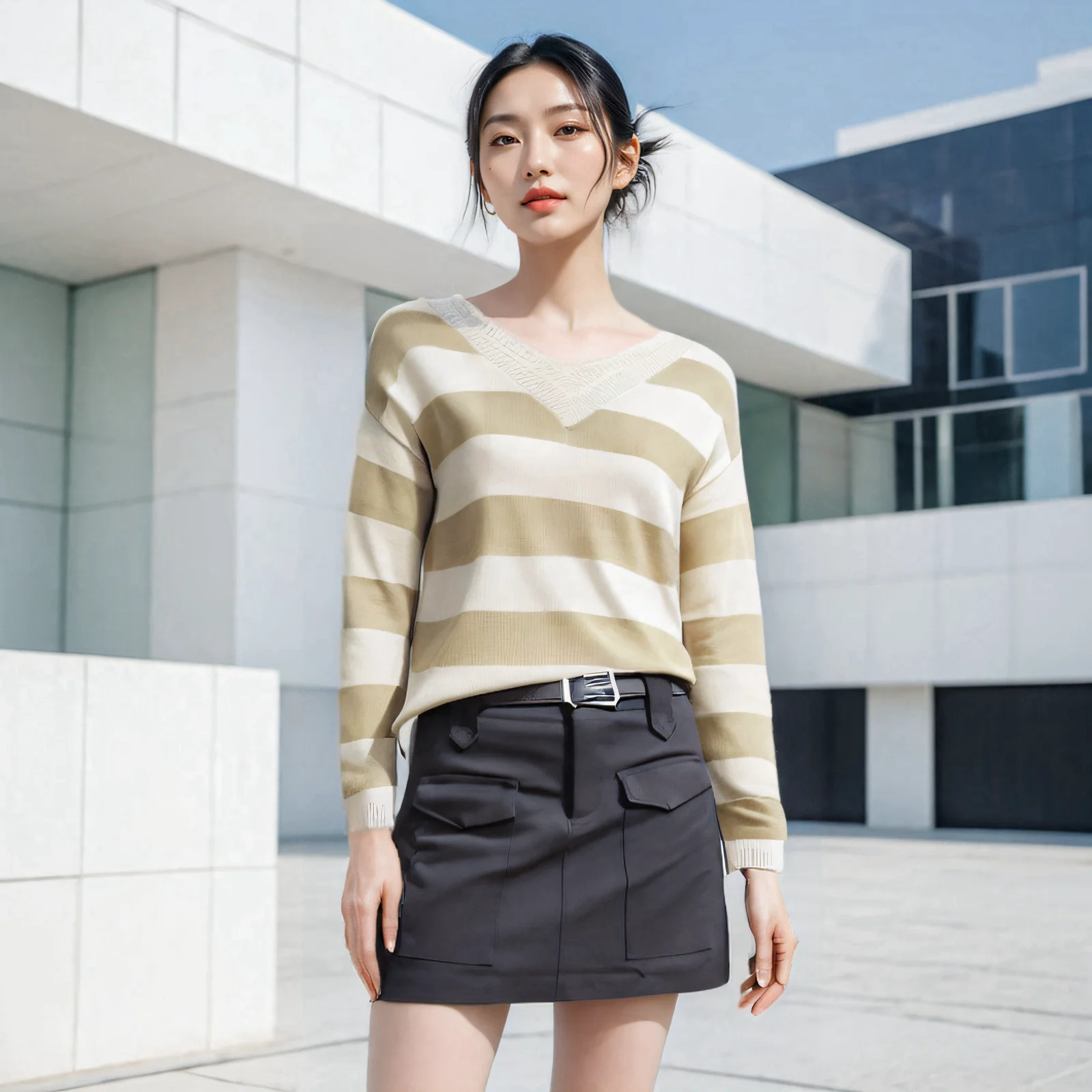 YG Autumn new 2024 Long-sleeved Knit Shirt Thin V-neck Thin Section Loose Large Size Vibrant Yellow Peplum Blouse Female