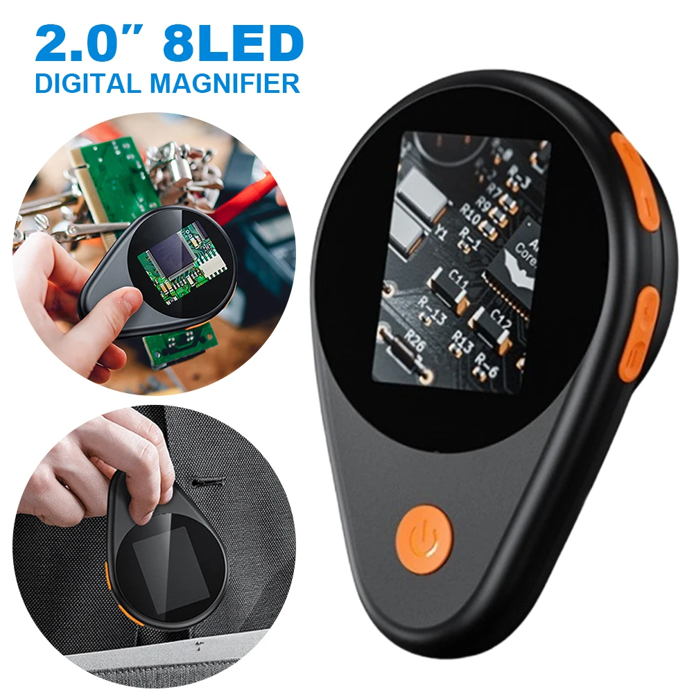 

2.0inch 500X Handheld Digital Microscope 400mAh Electronic Coin Magnifier Pocket Microscope for Electronics Repair Windows/Mac