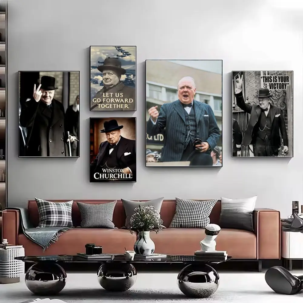 politician resilient W-Winston Churchill Poster HD Wall Art Aesthetic Decor for Living Room Bedroom Office Stylish Gift