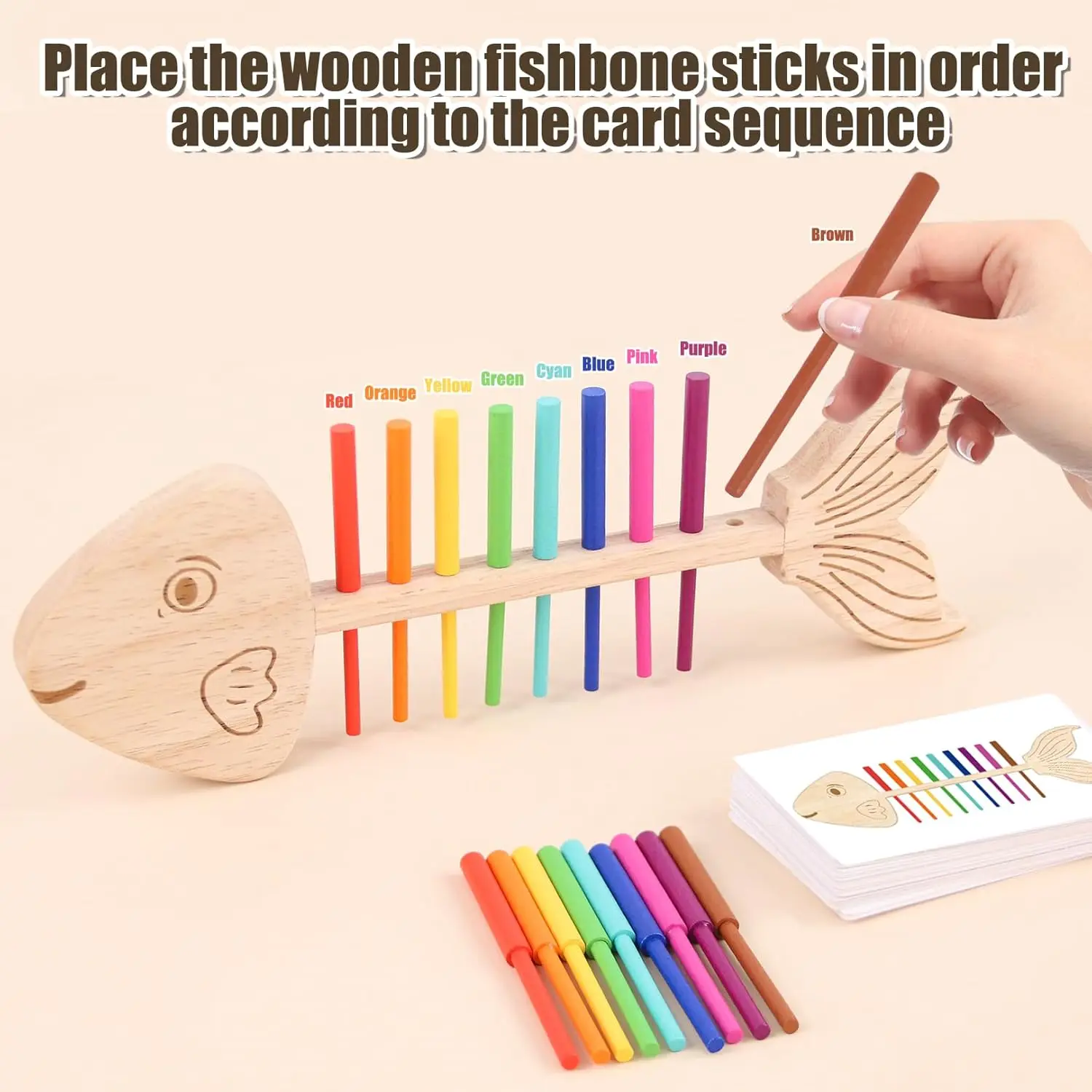 

Montessori Fish Bone Matching Puzzle Toy for Kids Color Classification Sensory Game Educational Growth Gift