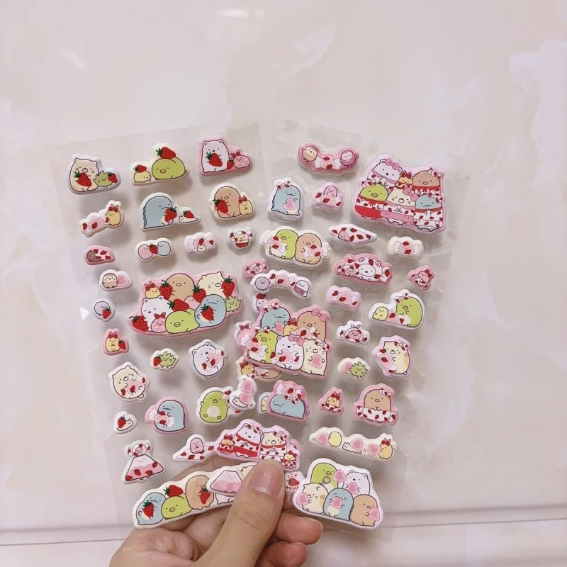 

Bandai Sumikkogurashi Shirokuma Tonkatsu Pink Strawberry Series Bubble Sticker Diy Lunch Box Decoration Valentine's Day Gifts
