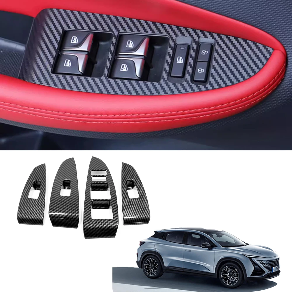 

Car Accessories For Changan UNI-T Unit 2020-2023 Carbon Fibre ABS Chrome Window Rises Cover Glass Switch Trim