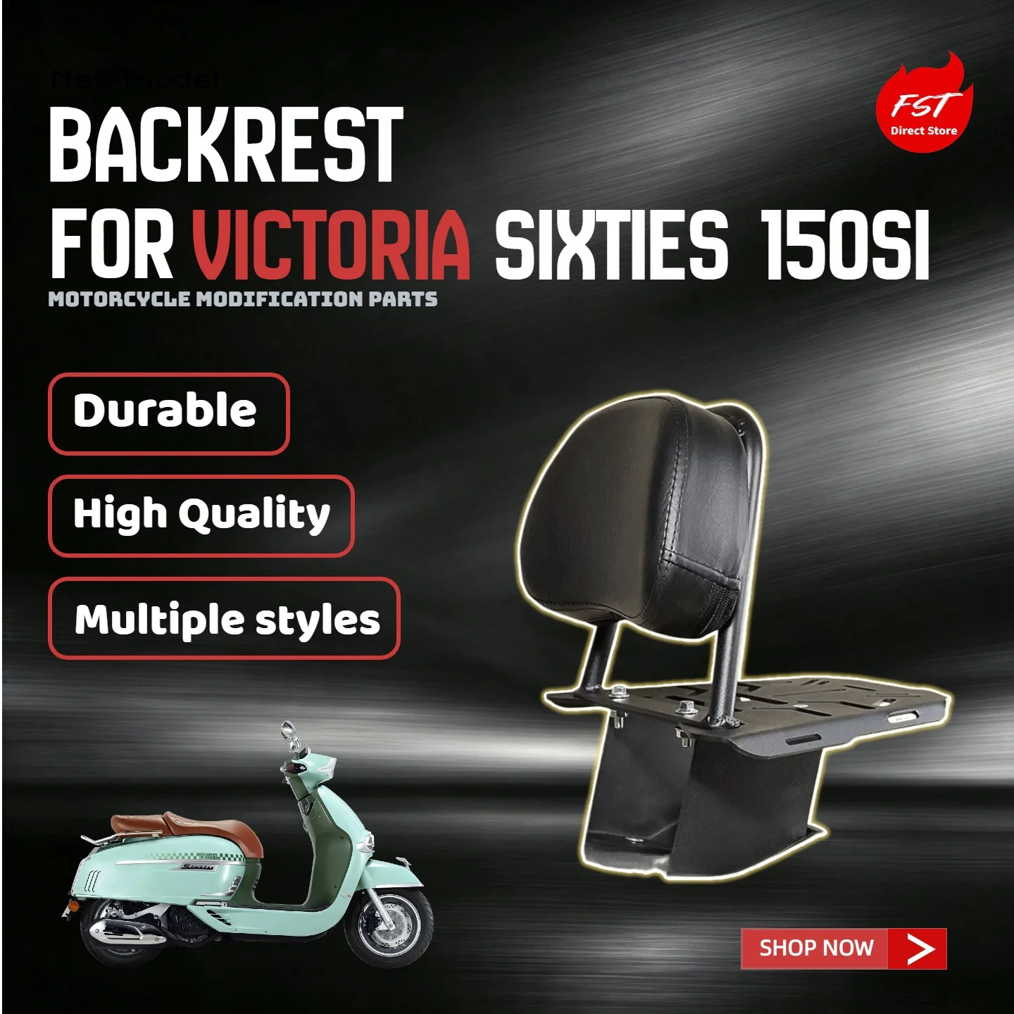 For Victoria Sixties 150Si 2025 Rear Luggage Rack With Passenger Backrest For Top Case Motorcycle Modified Accessories