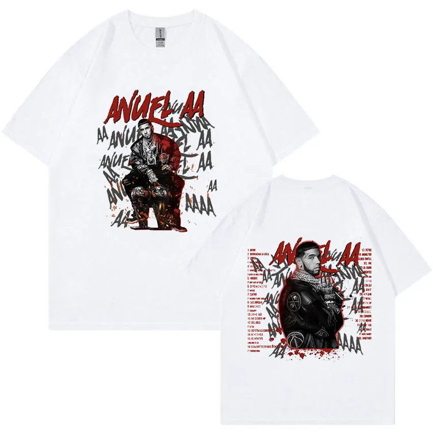 Rapper Anuel AA Real Hasta La Muerte 2023 New T-Shirt Men's Hip Hop Vintage Fashion Oversized Cotton T-shirts Gothic Streetwear