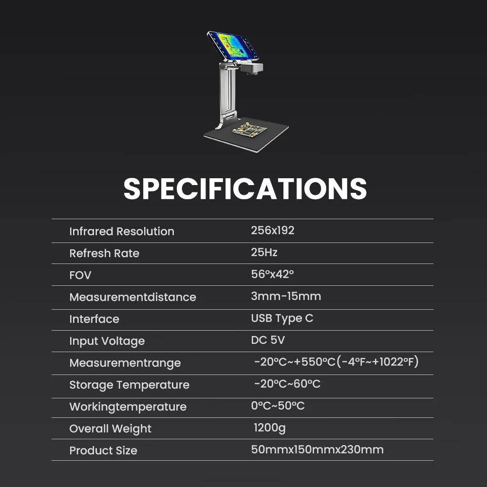 Mileseey  256*192 Resolution 3D Thermal Camera Analyzer For Android Win OS , With Micro Lens for PCB Motherboard Repair