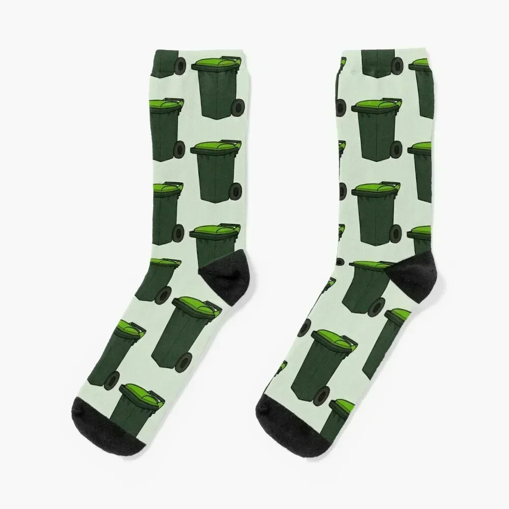 

Organic Wheelie Bin- Green Lid Illustration Socks designer football summer Men's Socks Women's