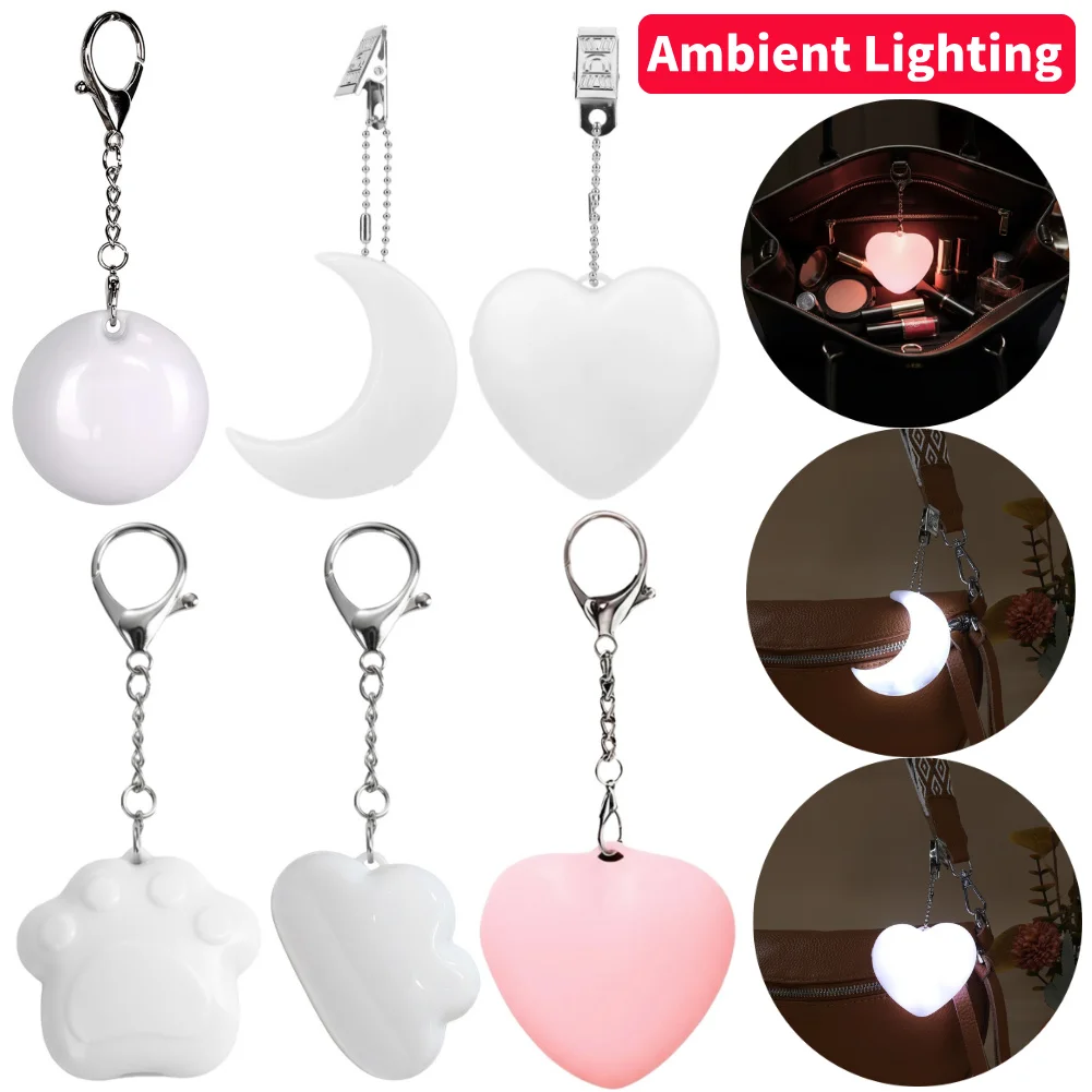 

1-3 шт. светодиодный светильник для сумки в форме сердца, круглая лампа в форме звезды, сенсорный датчик, лампа, кошелек, ночник с зажимом для ключей для женщин и девочек