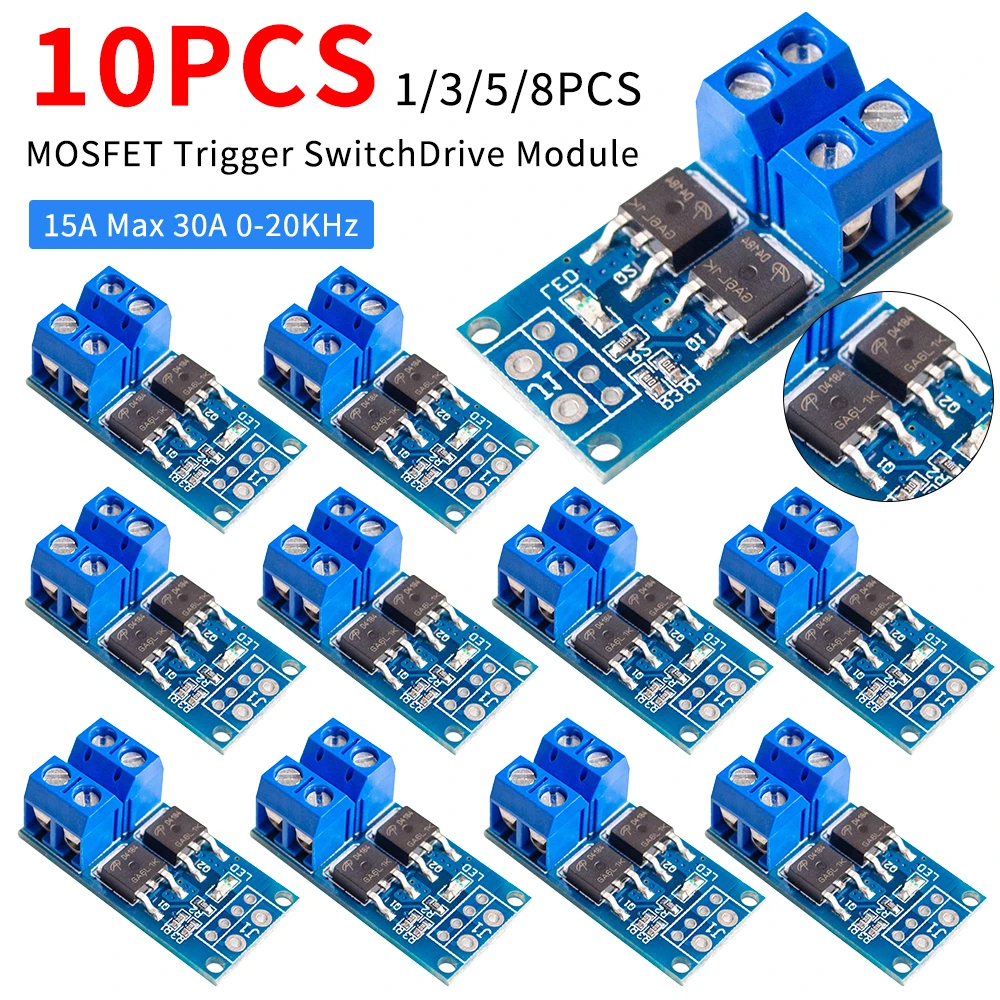 15A 400W MOSFET Trigger Switch Drive Module PWM Regulator Control Panel DC 5V-36V Electronic Switch Control Board for arduino