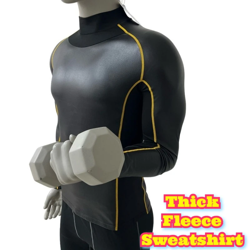 Men's Fleece Lined Workout Shirt Long Sleeve Thermal Compression Top Running Gym Outdoor Training Quick Dry Warm Activewear