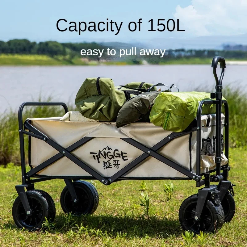 

Outdoor Camping Car Large Capacity Folding Cart Camping Trailer Portable Small Cart for Shopping Outdoor Camp Trailer Handcart