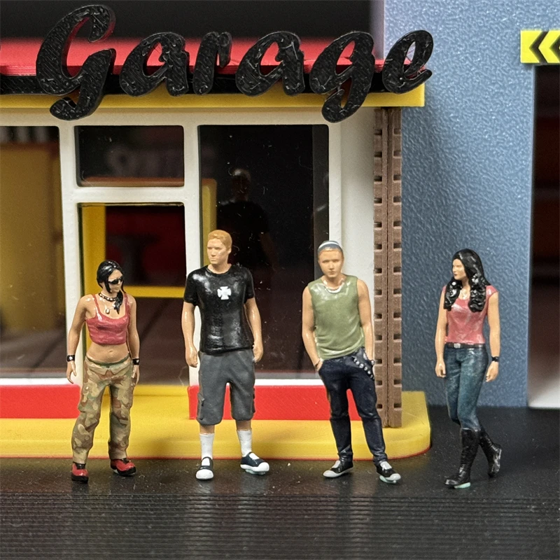 Classic 1/64 Scale Fast and Furious Model Michelle and Jesse and Mia and Paul 4 Figures Exquisite Resin Miniature Dioramas