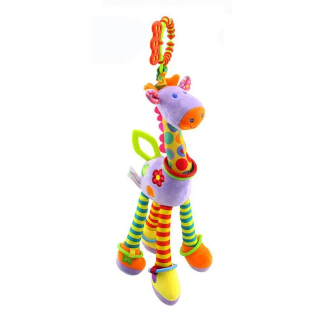 Clochettes d'animaux girafe en coton PP, éducation précoce, résistant à l'usure, hochets de girafe pour nouveau-né, jouets en peluche, animaux de dessin animé