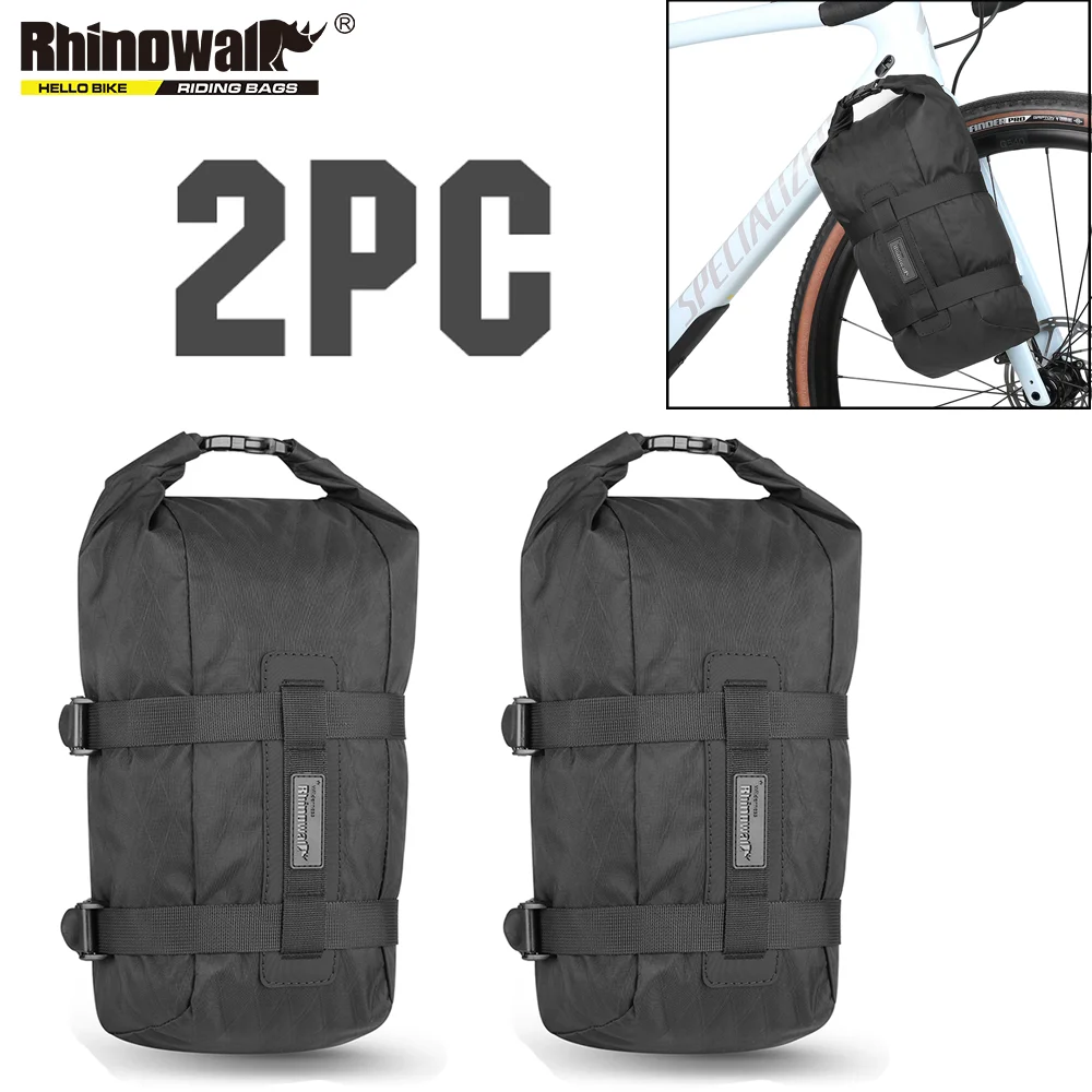 Rhinowalk Bike Front Fork Bag 2 Units 6.5L Waterproof Bikepacking MTB Cycling Quick Release Front Pack Bag With Mount Rack